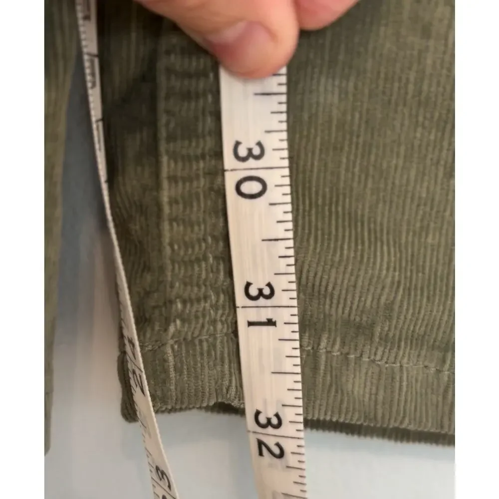 Free People pants women’s Sz 27 green corduroy Jenny High rise Skinny flare boho - Picture 8 of 8